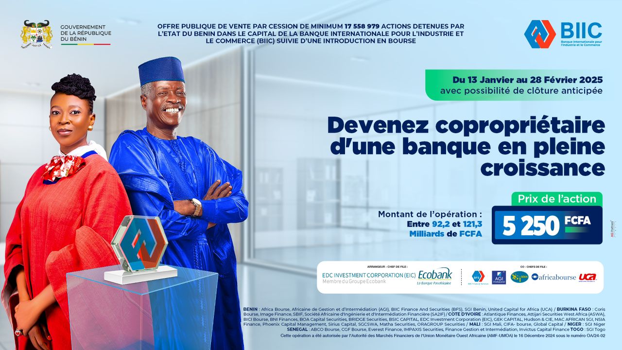 Le Bénin ouvre le capital de la Banque Internationale pour l’Industrie et le Commerce, BIIC au public